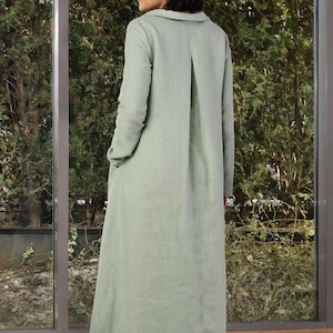Linen Kaftan Maxi Dress, Long Linen Shirt Dress, Linen Abaya