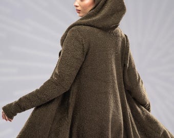 Long Cloak with Hood, Hooded Cardigan Women, Sweater Cardigan