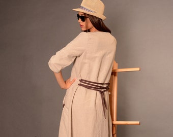 Linen Kaftan Maxi Dress, Oversized Boho Long Dress