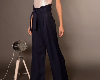 Palazzo Pants, Linen Pants, High Waisted Pants, Wide Leg Pants, Woman Trousers, Loose Pants, Linen Trousers, Summer Pants, Danellys D18.02.1