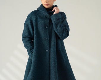 Wool Swing Coat Women, Short Winter Coat Plus Size