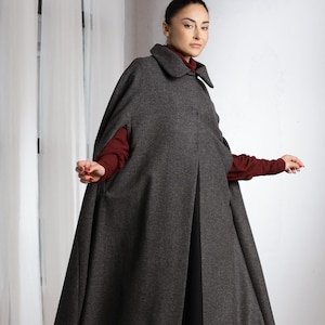 Wool Cloak, Wool Cape Coat, Long Winter Cape, Maxi Coat Women