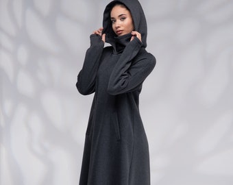 【Herlipto】Cache-Coeur Hoodie Dress M グレー Susie-Sweatshirt-Dress