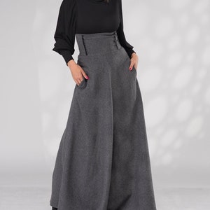 スカート a Ferretti High-Waisted Grey Wool Maxi Skirt Ultra High Waist Wool Maxi Skirt With Pockets In Dark Gray