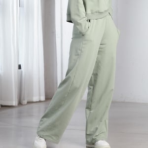 Wide Leg Pants Women, Long Yoga Pants with Pockets, Straight Leg Sweatpants