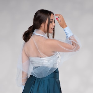 Tulle Bolero Shrug, Sheer Wedding Bolero, Bridal  Shrug, Puff Sleeve Shrug
