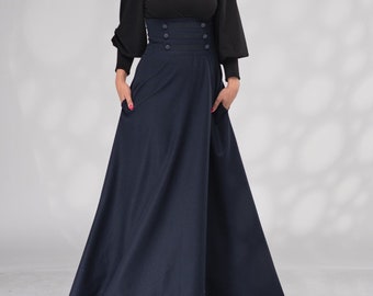 Wool Maxi Skirt, Long Winter High Waisted Skirt, Victorian Walking Skirt, Edwardian Skirt, Dark Academia Clothing