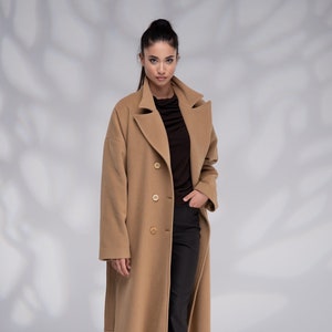 Plus size sale camel wool coat