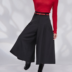 Wide Leg Pants, Wool Pants Women, Palazzo Pants, Winter Culotte Pants, Skirt Pants, Womens Pants Black