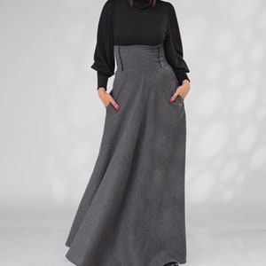 Wool Maxi Skirt, Long Wool Skirt, Wool Victorian Walking Skirt, Winter High Waisted Skirt, Dark Academia Clothing