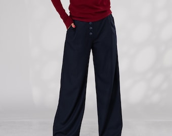 Wool Wide Leg Pants Women, Winter Palazzo Pants
