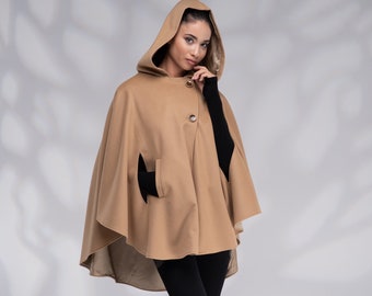 M-L Camel Cape Vintage Wool Cape