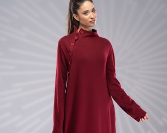 burgundy maxi sweater dress Burgundy Knit Turtleneck Sweater Dress main image 1