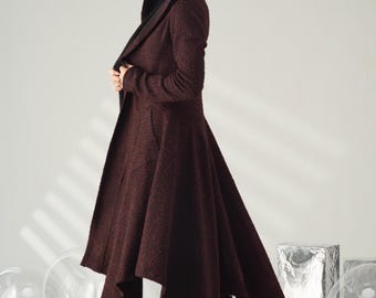 Long Hooded Cardigan Sweater for Women, Winter Cloak with Hood