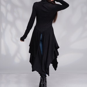 T-shirt Long Sleeve Lace Trim O-Neck A-Line Tunic Tops High-Low Hem  Asymmetrical Hem Lines Shirts Loose Casual Women's Tops 