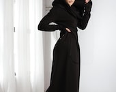 winter and hooded maxi dresses Quilted Maxi Dress with Hoodie Mocha