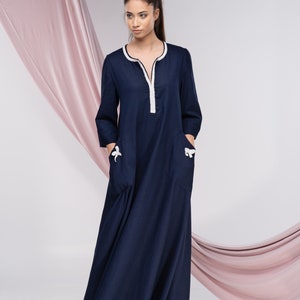 Linen Kaftan Maxi Dress, Linen Dress Women, Linen Abaya for Women