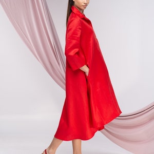 Linen Maxi Shirt Dress, Linen Tunic, Linen Long Shirt