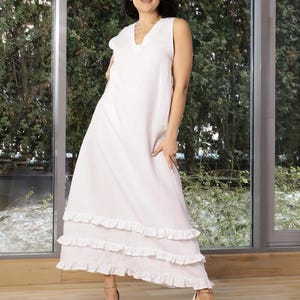 Linen Maxi Dress White, Long Sleeveless Linen Dress, Linen Elegant Dress
