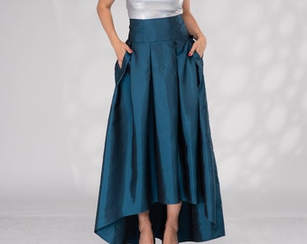 Formal Long Taffeta Skirt, Blue Ball Skirt, Maxi Bridal Skirt, High Waisted Skirt, Wedding Skirt