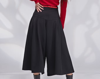 パンツ pure lambs wool double waist culottes Wool Culottes, Wool Skirt Pants Women, Winter Wide Leg Pants