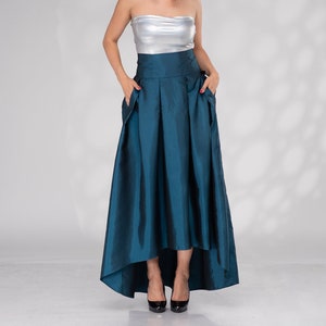 Formal Long Taffeta Skirt, Blue Ball Skirt, Maxi Bridal Skirt, High Waisted Skirt, Wedding Skirt