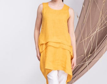 Linen Sleeveless Tunic, Linen Tops for Women