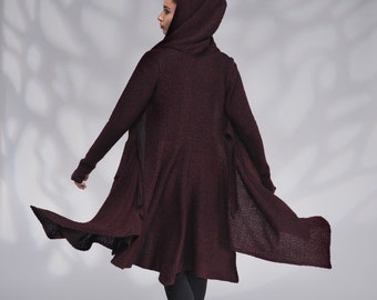 Hooded Cardigan Sweater Women, Cloak with Hood