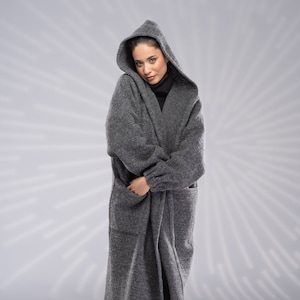 Wool Sweater Coat, Long Hooded Cardigan Sweater, Maxi Cardigan Women, Oversized Cardigan, Knitted Coat