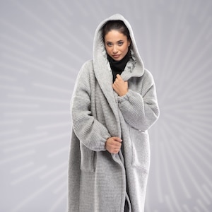 Wollen jas dames, lange jas met capuchon, winterjas dames, oversized jas, jas met voering