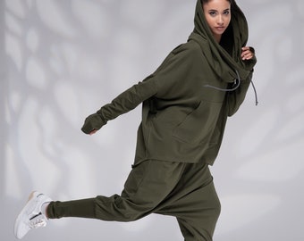 Tracksuit for Women, Cowl Neck Hoodie, Harem Pants, Womens Tracksuit Set, Activewear For Women, Sweatshirt and Pants, Jogging Set