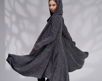 Long Hooded Cardigan Women, Cloak with Hood, Sweater Cardigan, Maxi Cardigan, Gothic Jacket