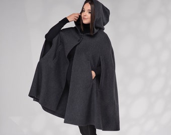【Eaphi】highneck wool capecoat Eaphi】highneck wool capecoat Cape Coat With Hood, Wool