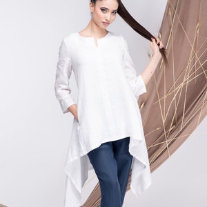 Linen Tunic White, Linen Tops for Women