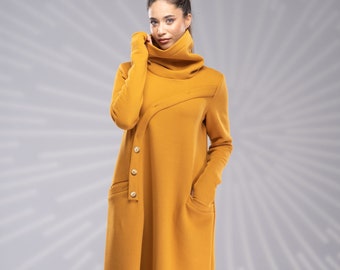 Vestido largo de invierno cálido, vestido sudadera largo de tallas grandes