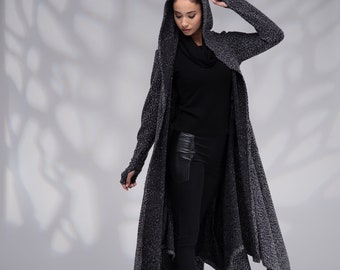 Long Hooded Cardigan Women, Cloak with Hood, Pixie Coat