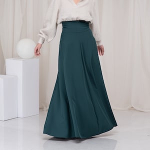Edwardian Skirt, Victorian Walking Skirt, High Waist Skirt, Elegant Maxi Skirt, Long Emerald Skirt