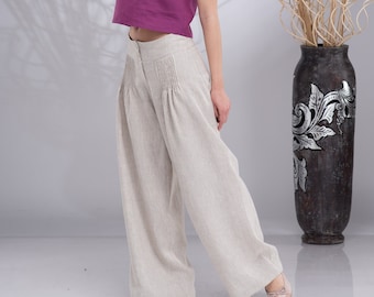 Wide Leg Linen Pants for Women, Linen Palazzo Pants, Linen Trousers Women, Summer Linen Pants