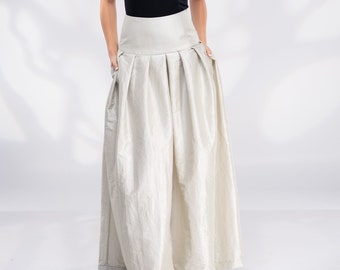 Formal Long Maxi Taffeta Skirt, High Waisted Skirt, Wedding Skirt, Bridal Skirt, Champagne Taffeta Skirt, Floor Length Skirt