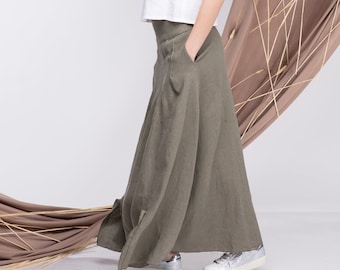 long khaki skirts etsy