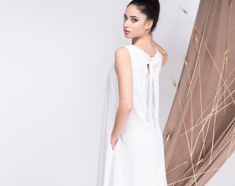 Linen Maxi Dress White, Wedding Dress