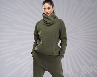 Tuta Donna Completa Cotone - Set Sportivo Con Cappuccio E Pantaloni Jogging