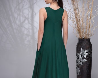 Robe d'été Maxi verte, Robe grande taille, Robe Maxi Kaftan, Robe Maxi Boho, Robe longue sans manches