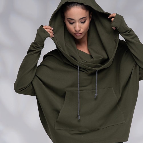 Cowl Neck Hoodie Sweatshirt Hooded 