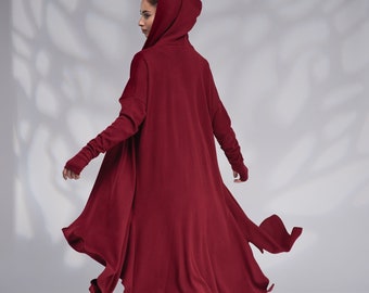 Long Hooded Cardigan Sweater, Which Cloak with Hood