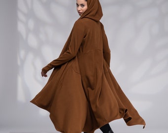 Long Hooded Sweater Cardigan for Women, Cloak with Hood, Gothic Jacket