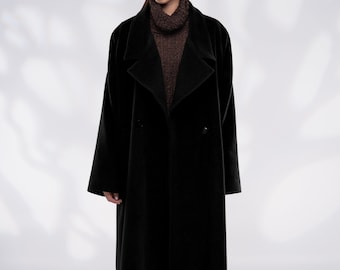 Black Wool Coat Women, Long Winter Oversized Coat Plus Size
