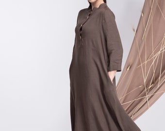 Linen Kaftan Maxi Dress, Linen Plus Size Dress