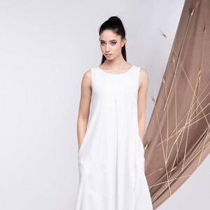 Linen Maxi Dress White, Wedding Dress image 3