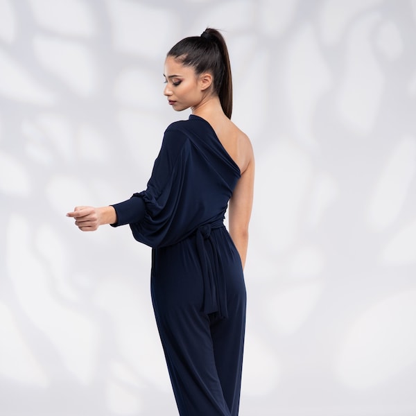 Womens Jumpsuit Formal, One Shoulder Overall Women